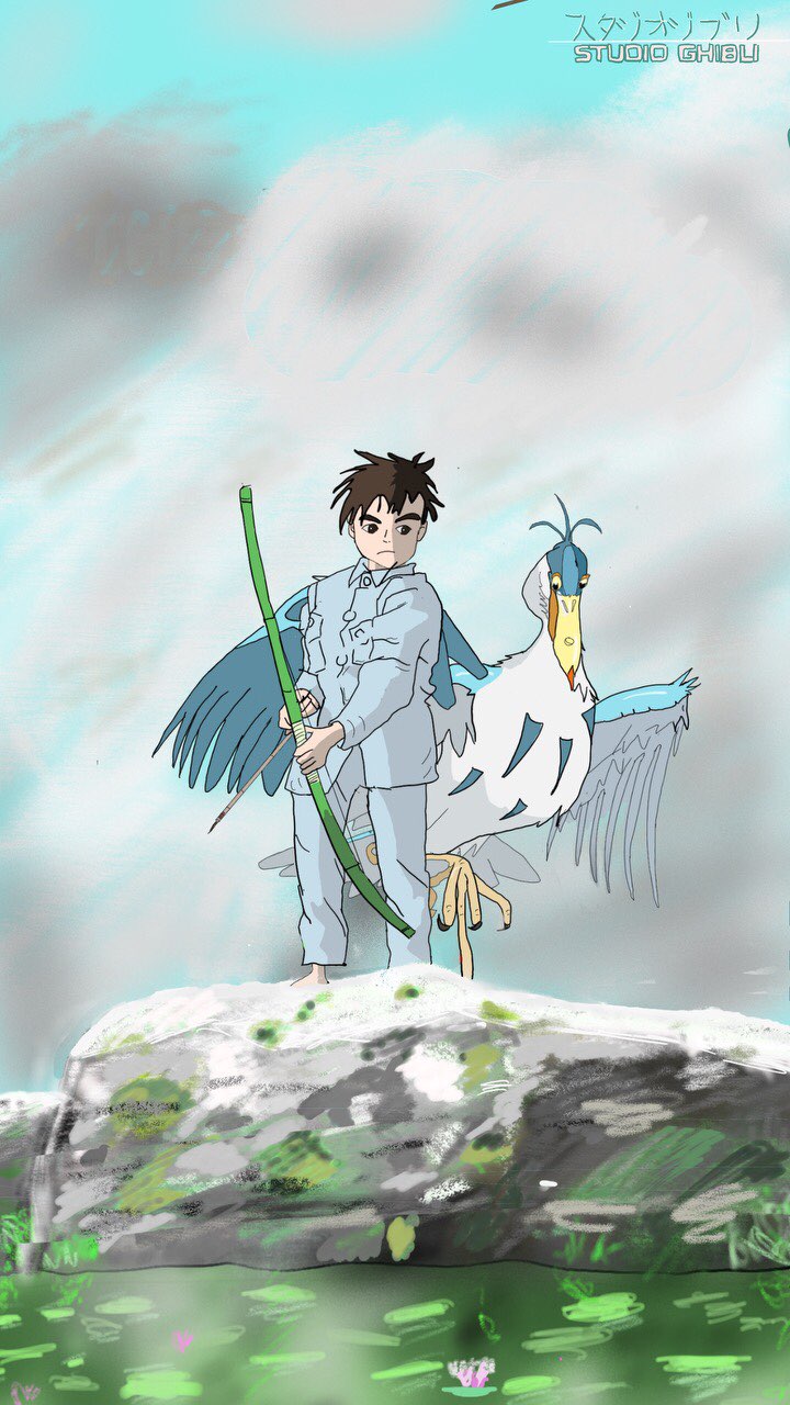 Drawing of the Boy and the Heron wallpaper
