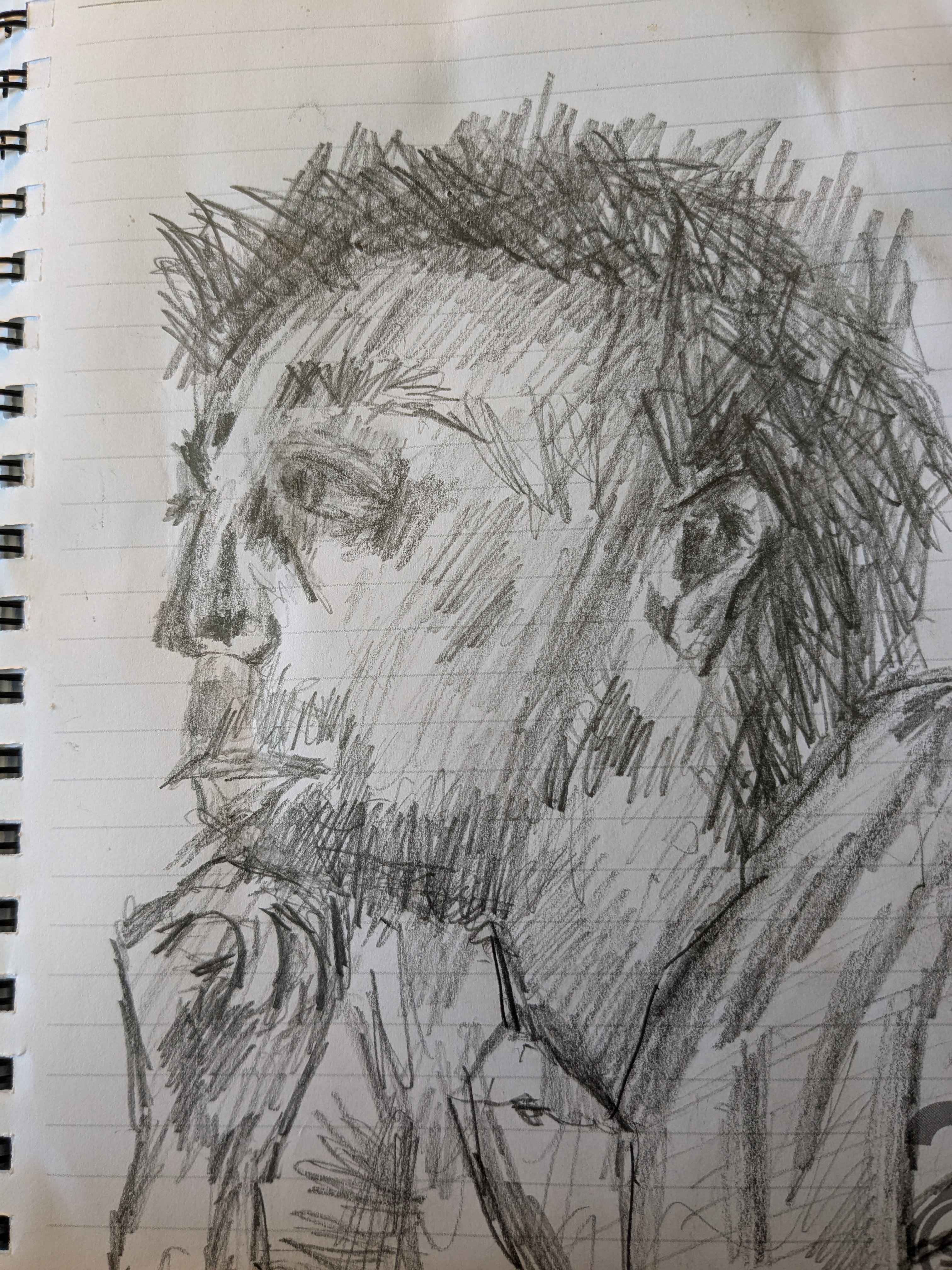 Drawing of a person looking sideways